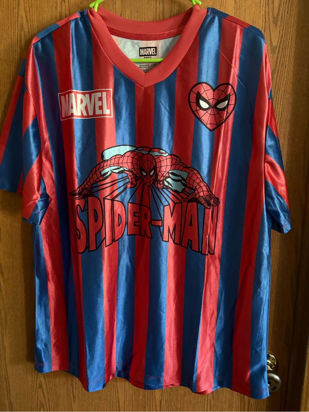 Marvel Spider-Man Striped Jersey Top - Red & Blue